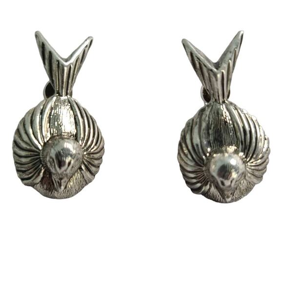 Vintage 1990s Bewst Birds SIlver tone Metal Stud Earrings 1" NEW Deadstock - Picture 1 of 6